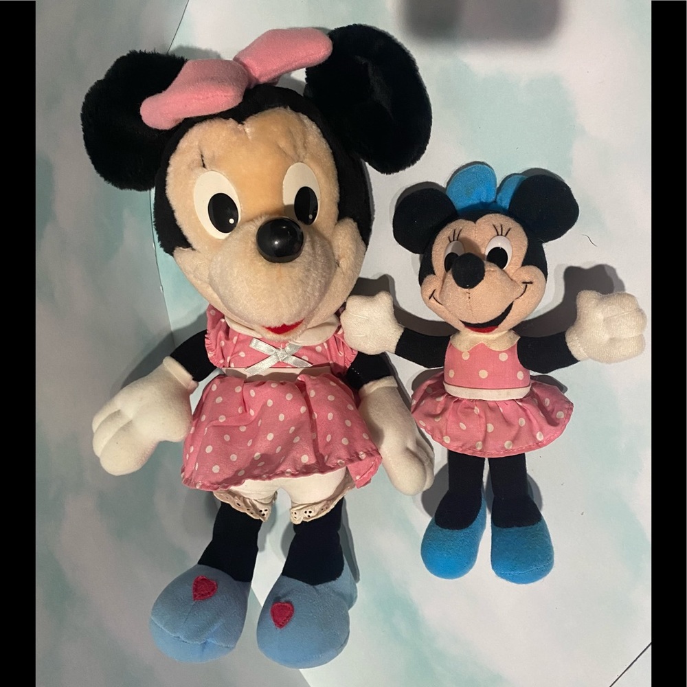 DISNEY VINTAGE 90’s POLK-DOT MINNIE MOUSE PLUSH PAIR 16” & 9”